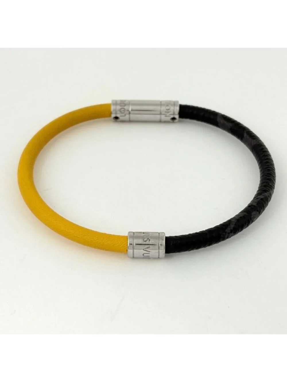 Louis Vuitton Bracelet Neo Split Monogram Eclipse Taiga Black Yellow